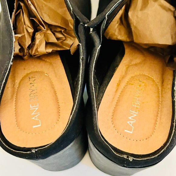 Lane Bryant Peep Toe Chunky Block Heel Mule in Onyx Size 10W - Picture 5 of 7